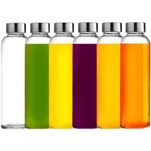 18oz Leakproof Reusable Borosilicate Glass Drinking Bottle for Juice and Beverages