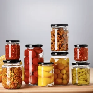 190ml 250ml 350ml 500ml Wide Mouth Round Glass Sauce Jar with Lid for Honey and Pickles