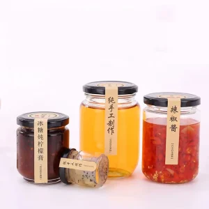 195ml 300ml 500ml 1000ml Clear Round Jam Peanut Butter Glass Jars with Lid