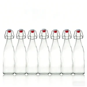 1L Popular Swing Top Glass Beer Bottle with Airtight Rubber Sealed Flip Cap for Home Brewing Kombucha Beverages