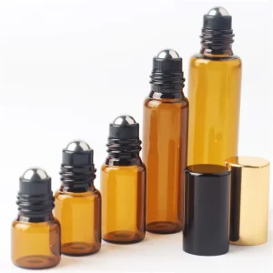 1ml 2ml 3ml 5ml 10ml Amber Glass Roll-On Essential Oil Bottle with Cap