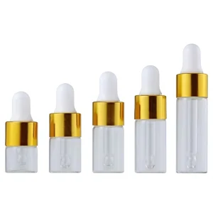 1ml 2ml 3ml 5ml Mini Cylindrical Glass Dropper Bottle for Cosmetic Samples and Essential Oils