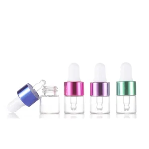1ml, 2ml, 3ml, and 5ml Glass Perfume Oil and Serum Bottles with Dropper, Aluminum Ring