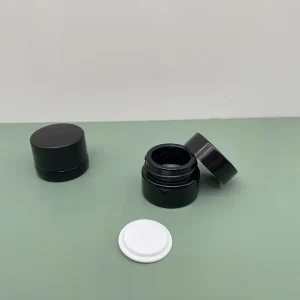1ml 3ml 5ml Round Black UV Glass Cosmetic Cream Jar with Black Lid