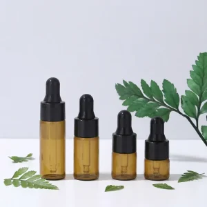 1ml to 10ml Capsule Bulb Glass Cylinder Bottle with Matte Amber or Clear Finish and Screw Cap