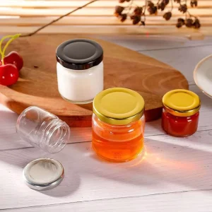 1oz 1.5oz Round Glass Honey Jars With Gold Lids for Honey Jam Candy