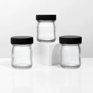 1oz 2oz 3oz Clear Child Proof Glass Jar with Plastic Induction Seal for Cosmetic & Food Packaging