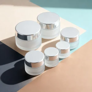 1oz, 2oz, 8oz, and 100ml Empty Frosted Clear Glass Jars with Lids for Face Cream and Lip Balm