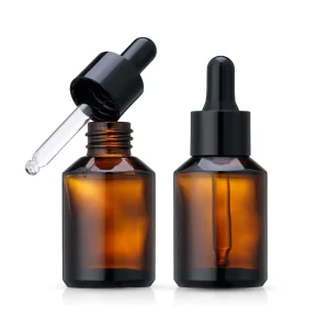 1oz 30ml Amber Glass Dropper Bottle Frosted Clear Serum Bottle with Black Cap