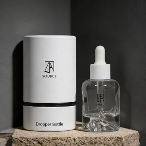 1oz 30ml Clear Round Glass Essential Oil Serum Hair Oil Bottle with Box