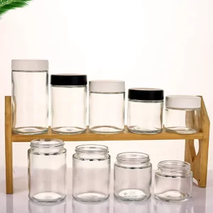 1oz 6oz Glass Containers with Child Resistant Plastic Lid for Food Storage Flower Herb Stash Snack Sugar Jar