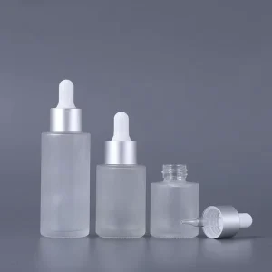 1oz Frosted Flat Shoulder Glass Dropper Bottle Screen Printing Recyclable Material for Skin Care Serum Essential Oil Packaging