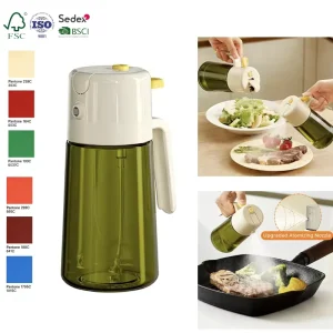2-in-1 500ml Glass Olive Oil Spray and Dispenser Bottle for Kitchen Cooking Manufacturer