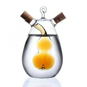 2-in-1 Borosilicate Glass Olive Oil and Vinegar Cruet with Cork Stopper