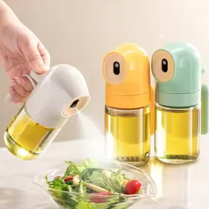 2-in-1 Glass Oil Mister and Spray Bottle with Silicone, Oil Control Container, Vinegar Dispenser, and Olive Oil Sprayer