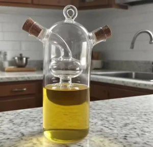 2-in-1 Glass Olive Oil and Vinegar Bottle with Cork Stopper and Dispenser