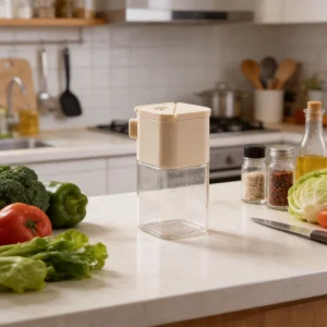 2 in 1 Glass Salt Spray Shaker Leak Resistant Non Toxic Plastic Lid 180ml Capacity Modern Kitchen Food Container