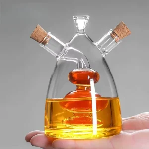 2-in-1 High Borosilicate Glass Liquid Seasoning and Oil Bottle with Sealed Container