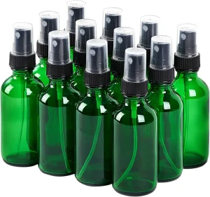 2 oz Glass Spray Bottle with Reusable Fine Mist Sprayer, Leak-Proof, for Travel Skin Care and Perfume
