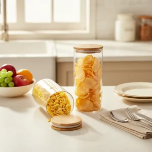 200-2500ml Hollow Borosilicate Glass Food Storage Jars with Flip Top Lid