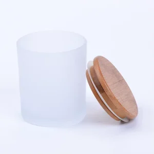 200 Ml Frosted Glass Container Candle Jars 100 Gram Clear Frosted Glass Jar With Bamboo Lid Candle Jars