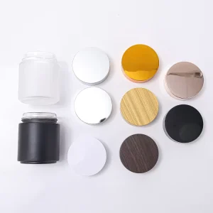 200g Frosted Clear Black Face Cream Glass Jar for Creams and Lotions with Cap