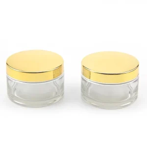 200g Round Clear Glass Jars with Gold Screw Lids for Lip Balms Creams Makeup Cosmetics Ointments and Samples Manufacturing