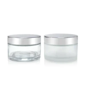 200ml 200g Clear Frosted Glass Cosmetic Cream Jar with Black or White Lid for Bath Salt and Body Scrub
