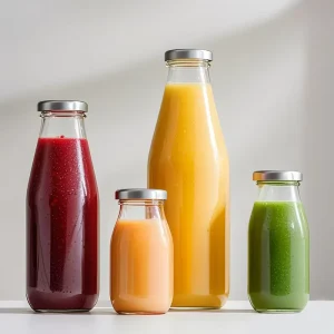 200ml 250ml 500ml 1000ml Glass Beverage Bottles Milk Bottle Juice Bottles With Metal Lid
