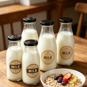 200ml 250ml 500ml 1000ml High Temperature Resistant Glass Fresh Sour Milk Bottle With Lid Milk Bar Pudding Milk Bottle