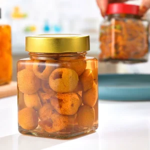 200ml 280ml 380ml 500ml 730ml Clear Square Glass Jar With Deep Cap for Chili Sauce Jam Honey Candy and Spices