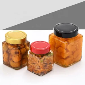 200ml 300ml 500ml 730ml Empty Square Clear Food Storage Bottle Jars Salsa Sauce Chutney Canning Jars With Lid