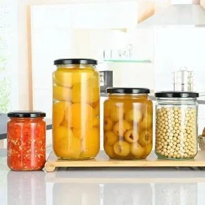 200ml-300ml Clear Wide-Mouth Glass Jars with Metal Screw-Sealing Lid for Honey, Jam, Pickle, Sauce