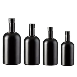 200ml 375ml 500ml 750ml 1000ml Frosted Black Olive Oil Glass Bottles with Cork