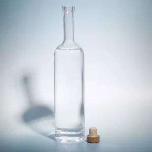 200ml 375ml 500ml 750ml 1000ml Round Flint Glass Liquor Bottle with Cork Lid