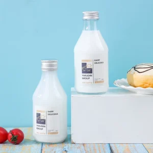 200ml Custom Label Clear Glass Milk Bottle with Aluminum Screw Cap for Dairy Yogurt and Plant Based Milk Packaging