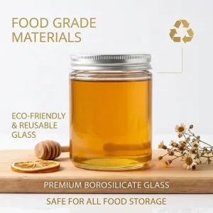 200ml Wide Mouth Food Storage Kitchen Container Rounded Empty Glass Jar With Airtight Seal