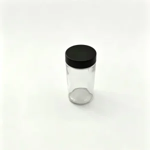 200ml and 220ml Clear Glass Jar with Black Child-Resistant Screw Lid