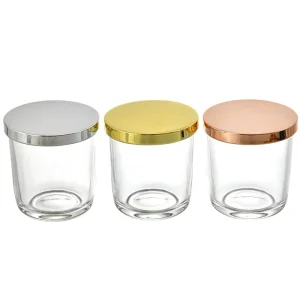 200ml and 300ml Round Arc Transparent Glass Candle Jars with Lids