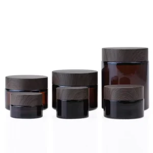 20g 30g 50g 100g Amber Glass Cream Jars Tops Brown Glass Bottles with Plastic Bamboo Top Lid