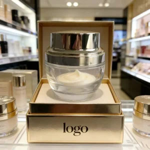 20g/30g High-Permeability Glass Face Cream Jar with Metallic Texture Screw Cap, Cosmetic Packaging Bottle