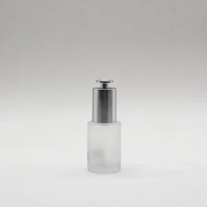 20ml 30ml 60ml 100ml Frosted Flat Glass Pump Bottle for Lotion Serum and Face Cream with Silver Cover