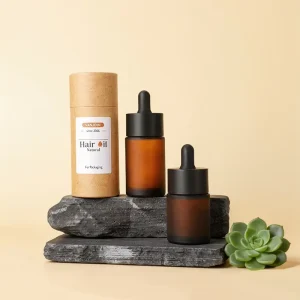 20ml 30ml Frosted Amber Glass Dropper Bottle Essential Oil Serum Bottle for Cosmetic Packaging with Paper Tube Box