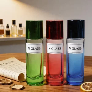 20ml 30ml Gradient Glass Cylinder Perfume Bottles with Screen Printing, Pump Sprayer, and Crown Lid