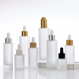 20ml 30ml Transparent Frosted Empty Round Essential Oil Dropper Glass Cosmetic Serum Bottle