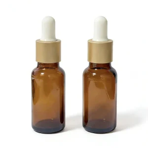 20ml Amber Glass Dropper Bottle with Gold Cap for Skin Care Serum and Cosmetics