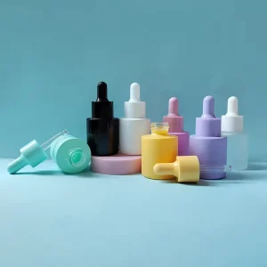 20ml Frosted Transparent Flat Glass Bottle with Dropper for Skin Care Cream Sample Packaging