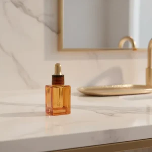 20ml Rectangle Glass Dropper Bottle with Golden Pipette and Amber Cap for Essential Oil