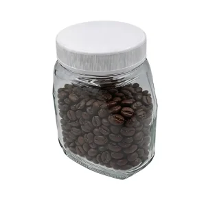 20oz 350ml Flat Food Grade Kitchen Food Storage Glass Container Glass Jar With Screw Caps For Spice Bean Coffee