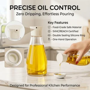 220ml 7.5oz Small Glass Seasoning Bottle for Kitchen Use for Oil Salt Sauce Vinegar